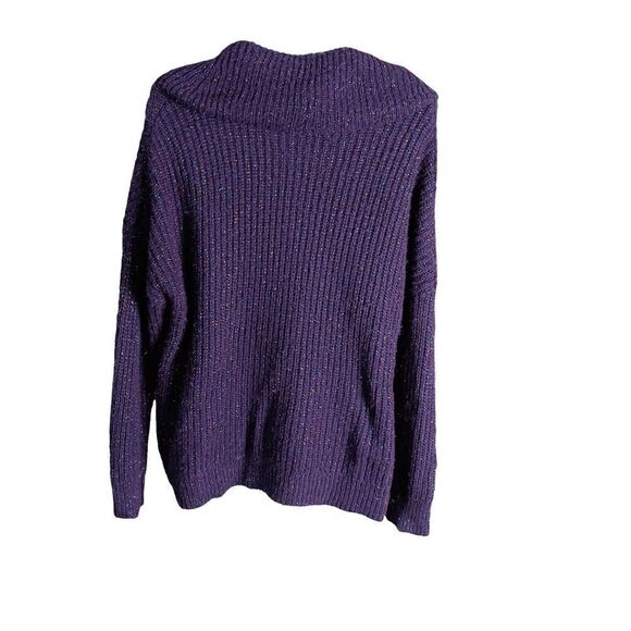 a.n.a Plush Fuzzy Sweater Women's Medium PURPLE SPARKLE Stretch Soft Gorpcore - Picture 2 of 7